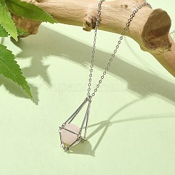 真鍮マクラメポーチ空の石ホルダーペンダントネックレス作成用  304ステンレススチールアズキチェーンネックレス  プラチナ  18インチ（45.7cm）&nbsp;NJEW-JN04566-02