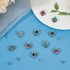 24 Sets 4 Colors Alloy Coin Screwback Rivets&nbsp;FIND-CP0002-63
