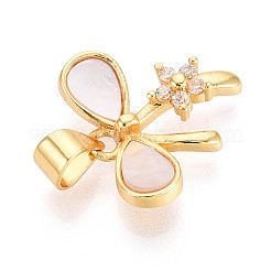 Brass Micro Pave Clear Cubic Zirconia Pendants&nbsp;KK-N268-79G