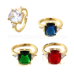 Brass Micro Pave Cubic Zirconia Finger Rings for Women&nbsp;RJEW-F181-11G