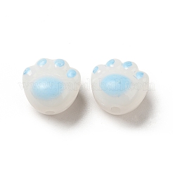 不透明なアクリルビーズ  猫の足  ライトスカイブルー  11x12x9.7mm  穴：1.6mm&nbsp;X1-FIND-I029-02B