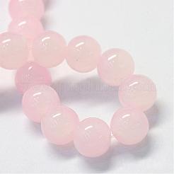 焼き絵用塗料、模造翡翠ガラス、丸ビーズの連  ピンク  10~10.5mm  穴：1.5mm  約80~85個/連  31.4インチ&nbsp;DGLA-Q021-10mm-02