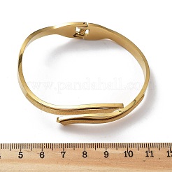 イオンプレーティング（IP）304ステンレススチール製ヒンジ付き女性用バングル  艶消し  18KGP本金メッキ  内径：1-7/8x2-3/8インチ（4.7x6.1cm）&nbsp;BJEW-A011-22G