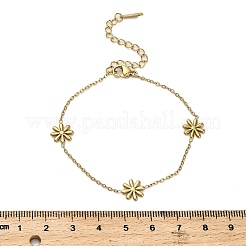 304ステンレススチールフラワーリンクブレスレット  女性用アズキチェーンジュエリー  ゴールドカラー  6-1/2インチ（16.5cm）&nbsp;BJEW-Q040-06G