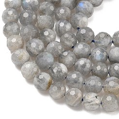 天然石ラブラドライトビーズ連売り  ファセット（128ファセット）  ラウンド  6mm  穴：1mm  約61個/連  14.96インチ（38cm）&nbsp;G-L642-F07-6mm