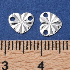 真鍮製コネクタチャーム  カドミウムフリー＆鉛フリー  ハート  925銀メッキ  6x7x0.5mm  穴：1.2mm&nbsp;KK-F880-06S