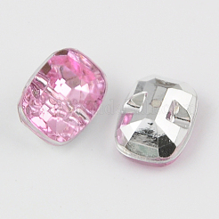 台湾アクリルラインストーンボタン  多面カット  1穴  長方形  パールピンク  16x11.5x7mm  穴：1mm&nbsp;BUTT-F019-16mm-22