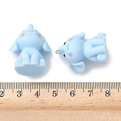 不透明樹脂ペンダント  象  プラチナ鉄ループ付き  ライトスカイブルー  29.5x24x20.5mm  穴：2mm&nbsp;RESI-C060-01