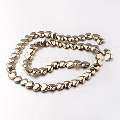電気メッキ非磁性合成ヘマタイトビーズ連売り  ハート  アンティークブロンズメッキ  8x8x3mm  穴：0.7mm  約55個/連  15.7インチ&nbsp;X-G-F300-22B-06