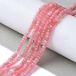 染め天然マレーシアジェイド翡翠ロンデルビーズ連売り  多面カット  ショッキングピンク  4x2~3mm  穴：1mm  約110~115個/連  14インチ&nbsp;G-E316-2x4mm-66
