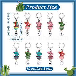 Alloy Enamel Cactus Pendant Locking Stitch Markers&nbsp;HJEW-AB00098