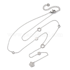 304 Stainless Steel Crystal Rhinestone Flower Y Necklaces&nbsp;NJEW-R026-18P