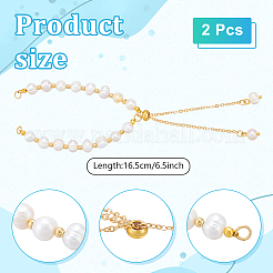 2Pcs Brass & Natural Pearl Beaded Slider Bracelet Making&nbsp;BJEW-UN00017