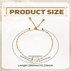 女性用ステンレススチールアズキチェーンスライダーブレスレット1個  ハート  ゴールドカラー  10-1/4インチ（26cm）  ハート：10x14x2mm&nbsp;BJEW-LP0002-23A