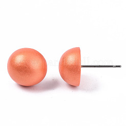 Pearlized Half Round Schima Wood Earrings for Girl Women&nbsp;EJEW-N048-001-12