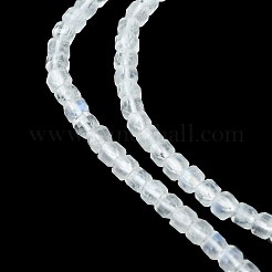 天然レインボー ムーンストーン ビーズ 連売り  多面カット  キューブ  3x3x3mm  穴：0.6mm  約131個/連  15.35インチ（39cm）&nbsp;G-F748-Z01-01