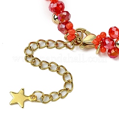 女性のためのガラスシードビーズブレスレット  花  ガラスと  レッド  6-1/2インチ（16.6cm）&nbsp;BJEW-MZ00143