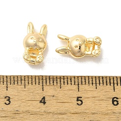 真鍮ビーズ  カドミウムフリー＆ニッケルフリー＆鉛フリー  兎  18KGP本金メッキ  12.5x7x5mm  穴：1.6mm&nbsp;KK-Z073-31G