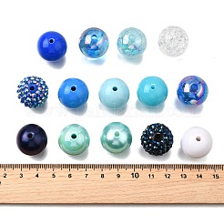 DIYジュエリー作りのパーツキット  アクリル＆樹脂ビーズ50個を含む  ラウンド  ミックスカラー  20x19~20mm  穴：2~4mm&nbsp;DIY-FP0001-65