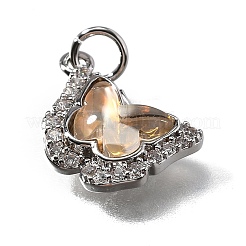 Brass Micro Pave Cubic Zirconia Pendants&nbsp;KK-Q043-03P-03