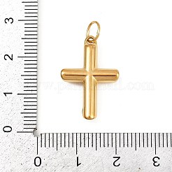 304ステンレスペンダント  丸カン付き  クロスチャーム  ゴールドカラー  23x15x3.5mm  穴：4.5mm&nbsp;LS-STAS-K307-06A-G