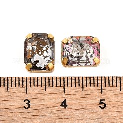 縫い付けラインストーン  ガラスクリスタルラインストーンマルチ連リンク  真鍮製爪付き台座付き  衣料品アクセサリー  多面カット  長方形  ゴールドカラー  10x8x6mm  穴：1mm&nbsp;EGLA-F162-11G-02
