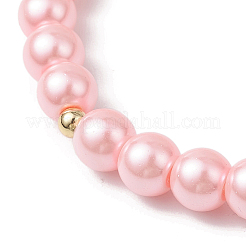バレンタインデーのガラスパールストレッチブレスレット（女性用）  合金チャーム  ピンク  内径：2-1/4~2-3/8インチ（5.8~6cm）&nbsp;BJEW-JB11440