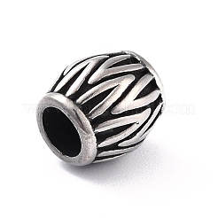 304ステンレススチールヨーロピアンビーズ  大穴ビーズ  花柄とバレル  アンティークシルバー  11x10.5mm  穴：5.5mm&nbsp;STAS-I190-22AS