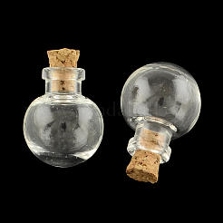 ビーズコンテナのラウンドガラスびん  コルク栓付き  ウィッシングボトル  透明  2.5~2.85x1.98~2.03cm  穴：0.55のCM  ボトルネック：直径0.95cm  容量：2.5ml（0.08液量オンス）&nbsp;AJEW-R045-01