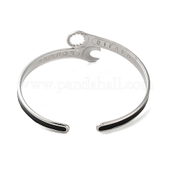 304ステンレススチールエナメルスパナ型オープンカフバングル（女性用）  ステンレス鋼色  内径：2-1/8インチ（5.35cm）&nbsp;LS-BJEW-M316-06P
