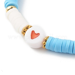 Polymer Clay Heishi Beads Stretch Bracelets Sets for Valentine's Day&nbsp;BJEW-JB06298-01