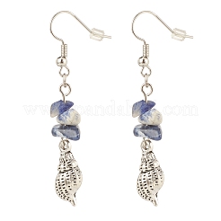 Natural Sodalite Chips Beaded Dangle Earrings&nbsp;EJEW-JE04890-02