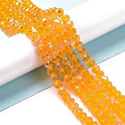 電気メッキガラスビーズセット  半分虹メッキ  多面カット  ロンデル  ゴールド  2.9~3.3x2mm  穴：0.8mm  約135~140個/連  32~34cm&nbsp;EGLA-A034-T2mm-L11