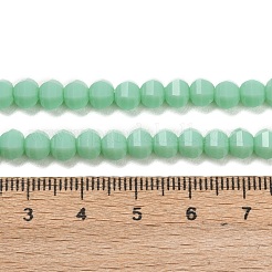 オペークガラスビーズ連売り  ロンデル  多面カット  ミディアムアクアマリン  5x6x5mm  穴：1.2mm  約98個/連  17.32''（44センチメートル）&nbsp;GLAA-G125-01C-02