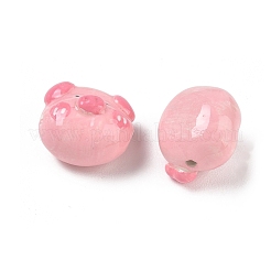 手作り樹脂粘土ビーズ  豚  ピンク  16~17.5x18~20x14.5~16.5mm  穴：1.6~1.8mm&nbsp;PY-CBABDB7-03A