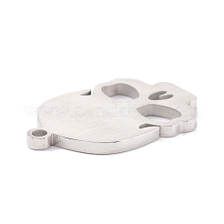 変色しない201ステンレススチールペンダント  レーザー切断  スカル  ステンレス鋼色  28x19x2mm  穴：2mm&nbsp;STAS-D451-04P