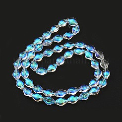 電気メッキ透明ガラスビーズ連売り  フル虹メッキ  ランタン  空色  12.5x9x5.5mm  穴：1mm  約50個/連  25.43インチ（64.6cm）&nbsp;EGLA-G037-12A-AB01