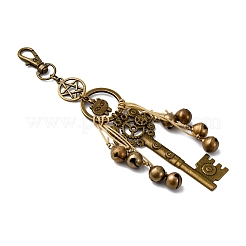 Alloy Cat Head & Brass Bell & Key Pendant Decorations&nbsp;HJEW-JM04094