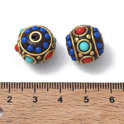 真鍮、樹脂、ポリマークレイのビーズ  ラウンド  ゴールドカラー  カラフル  17x14.5mm  穴：1.4mm&nbsp;PY-CBAE318-14