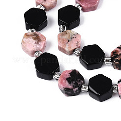 Natural Obsidian & Rhodonite Beads Strands&nbsp;G-N358-03A-04