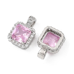 Brass Pave Pink Cubic Zirconia Pendants&nbsp;CU-B002-09P
