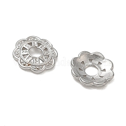 304ステンレススチールビーズキャップ  花  ステンレス鋼色  6x1mm  穴：1.6mm&nbsp;SA-CBAA758-02P-A