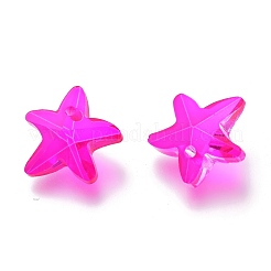 カット加工ガラスチャーム  ヒトデ  濃いピンク  14x15x7mm  穴：1.4mm&nbsp;GLAA-H101-A-04
