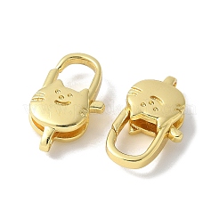 真鍮カニカン  ラックめっき  長持ちメッキ  鉛フリー＆カドミウムフリー  18KGP本金メッキ  猫の形  20x11x5mm  穴：1.2mm&nbsp;KK-F893-12G-02