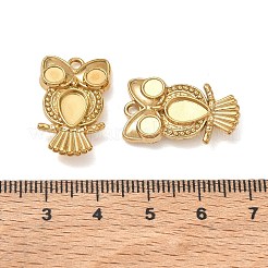 304ステンレススチールペンダントカボションセッティング  フクロウのチャーム  イオンプレーティング（ip）  18KGP本金メッキ  23.5x14.5x4mm  穴：2mm&nbsp;SA-CBAE5AC-16G