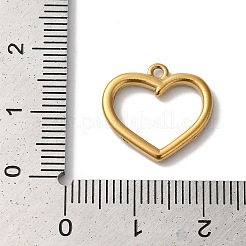 PVD真空メッキ304ステンレススチールラインストーンペンダント  ハートチャーム  ゴールドカラー  15.5x16.5x2mm  穴：1.2mm&nbsp;STAS-L081-003G