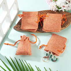 20Pcs Rectangle Polyester Imitation Burlap Packing Pouches Drawstring Bags&nbsp;ABAG-TA0001-96B