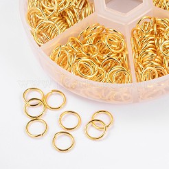 真鍮製オープン丸カン1箱  ラウンド  ゴールドカラー  18~22ゲージ  4~10x0.6~1mm  約110g/ボックス&nbsp;KK-X0068-G-B