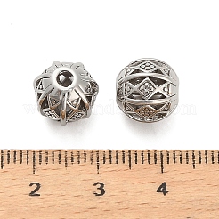 真鍮ビーズ  菱形のある中空の円形  プラチナ  10mm  穴：2.8mm&nbsp;KK-K374-12P