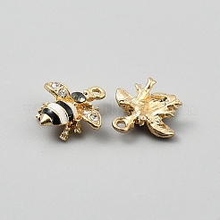 合金エナメルチャーム  ミツバチ  ガラスと  ゴールドカラー  透明  18.5x18x4.5mm  穴：1.8mm&nbsp;LS-FIND-TAC0002-123B-03